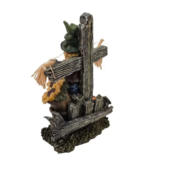 MSI Scarecrow Fall Figurine Pumpkin Sunflower Resin Straw Accents Vintage - Picture 4 of 10